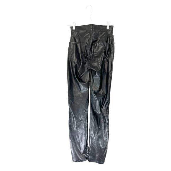 REVICE Black Faux Leather Punk Grunge Split Hem Straight Leg Pant Size 25 - Picture 11 of 14